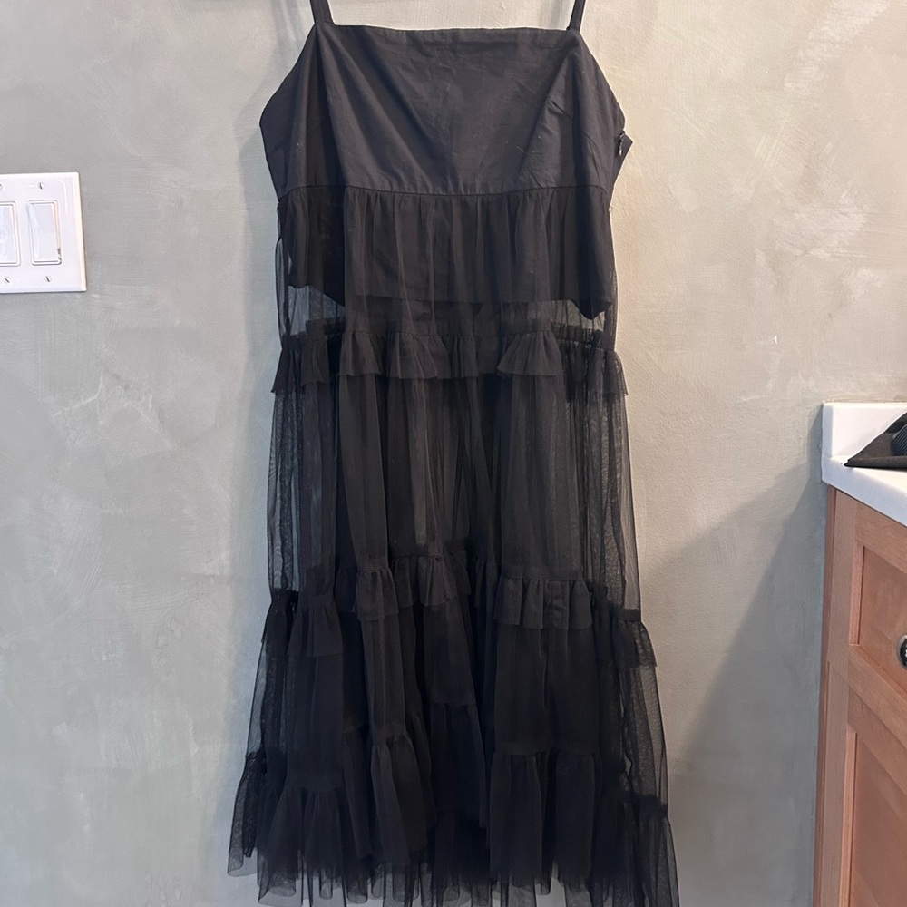 Black Anthropologie dress - sheer with lined bra top.